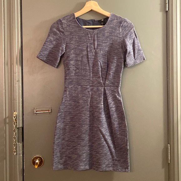 H&M Terry Loop Dress with Zip Back in Heathered Blue - Picture 1 of 7